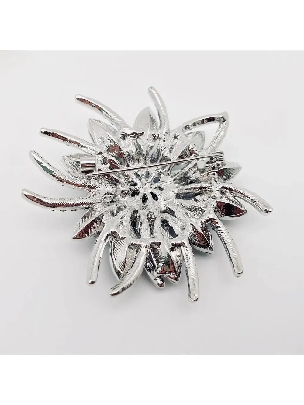 Blue Crystal Flower Brooch Pin